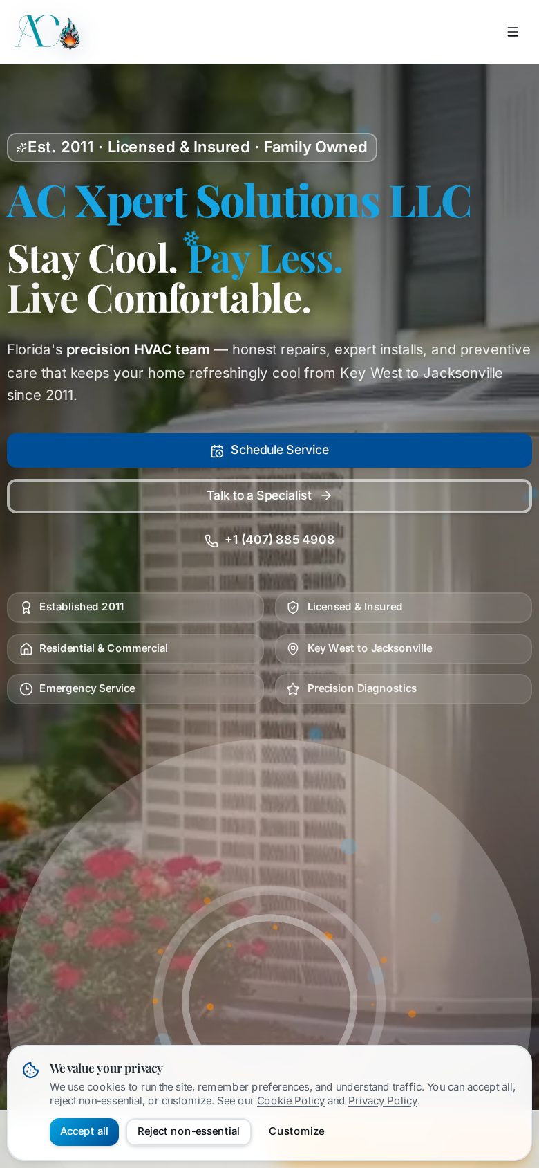 ACXpert Solutions website on mobile