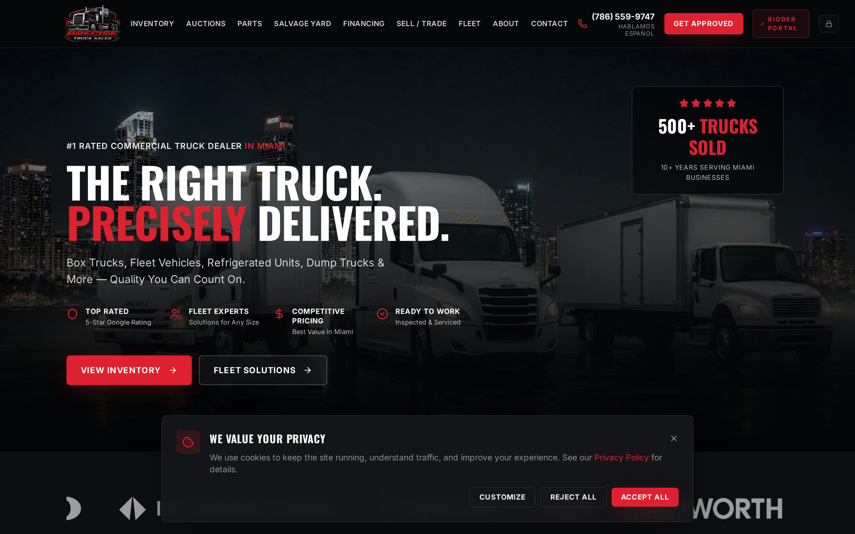 Precise Truck Sales website
